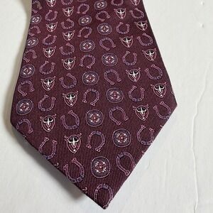 Empire Neck Tie Horseshoe Equestrian Pattern Italy Limited Edition